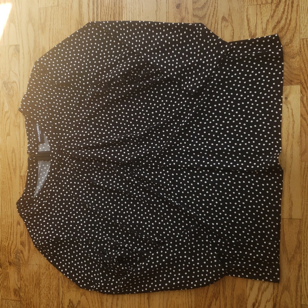 (L) Karl Lagerfeld Paris Polka Dot Print Top Business Casual Office Picnic